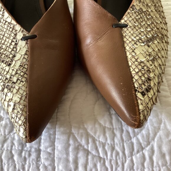 Mercedes Castillo Leather Animal Print Mules Women's Size: 9.5/39.5 - Picture 15 of 15